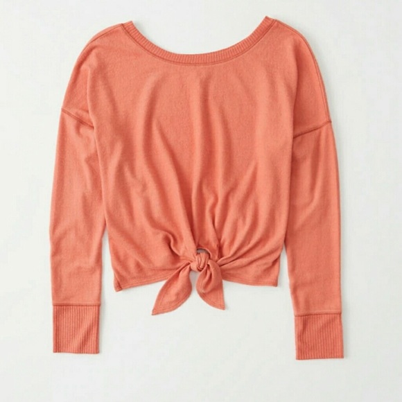 NWT A&F Soft Orange Long Sleeve Top Size S - Picture 3 of 6